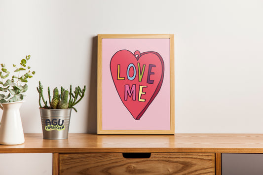 Love Me- Fun Wall Decor, Gift for Foodies, Quirky Kids Art, Unique Home Decor