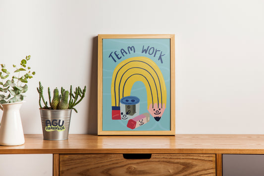 Team Work- Fun Wall Decor, Gift for Foodies, Quirky Kitchen Art, Unique Home Decor, kids