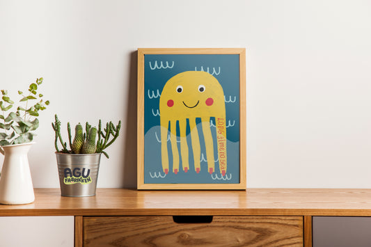 Yellow Jellyfish- Fun Wall Decor, Gift for Foodies, Quirky Kitchen Art, Unique Home Decor, ocean Lovers